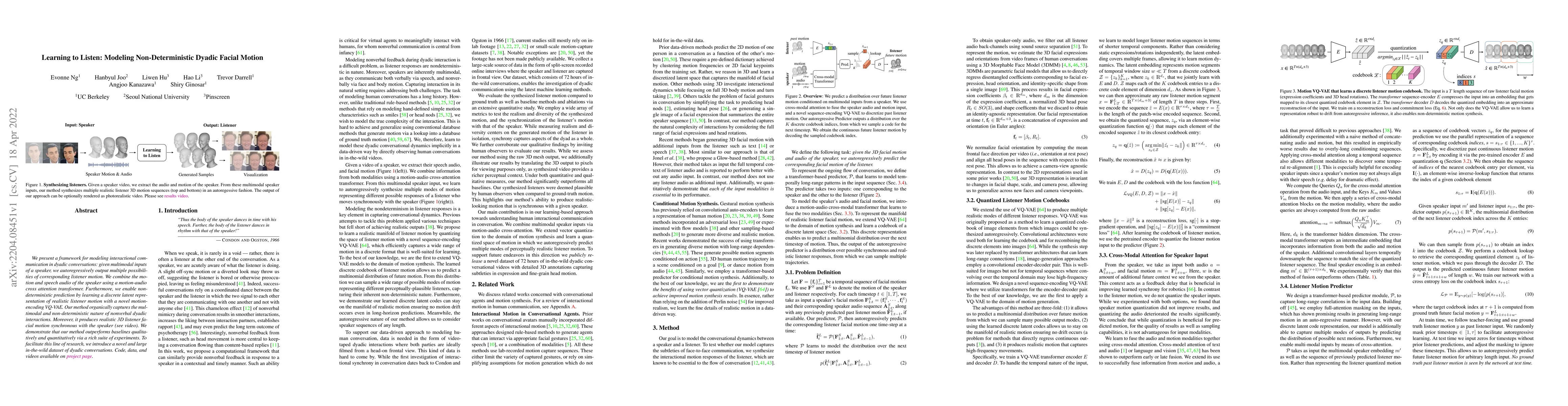 Thumbnail for Learning to Listen: Modeling Non-Deterministic Dyadic Facial Motion