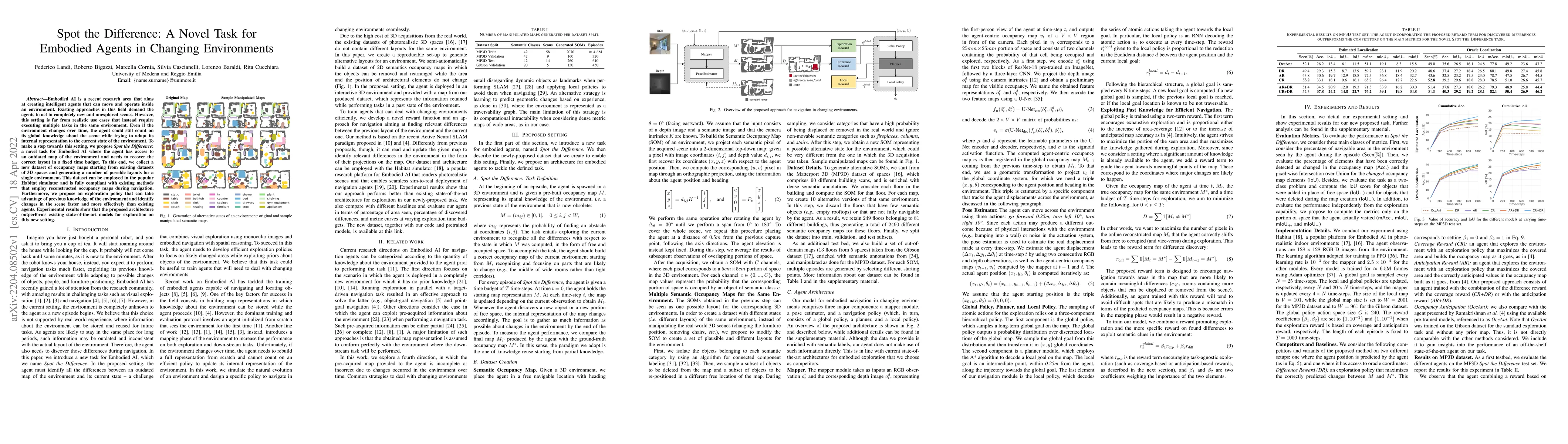 Thumbnail for Spot the Difference: A Novel Task for Embodied Agents in Changing
  Environments