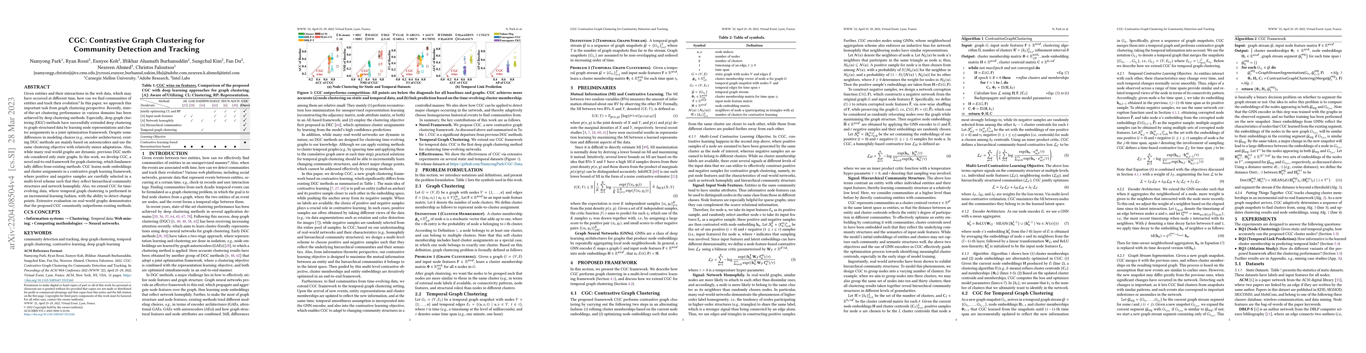 Thumbnail for CGC: Contrastive Graph Clustering for Community Detection and Tracking