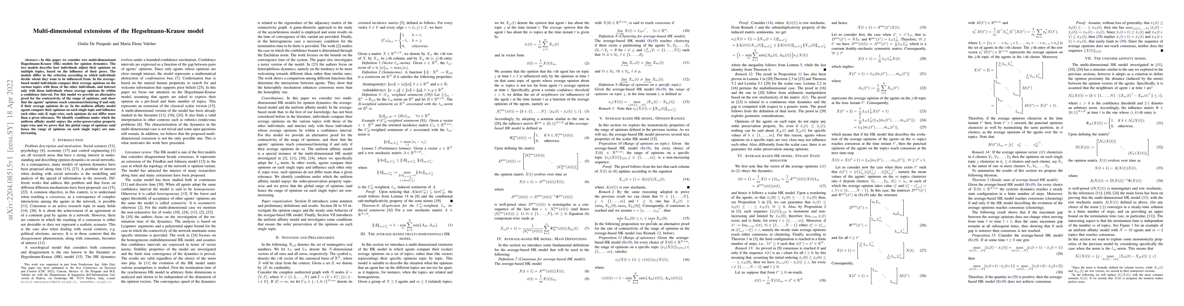 Thumbnail for Multi-dimensional extensions of the Hegselmann-Krause model