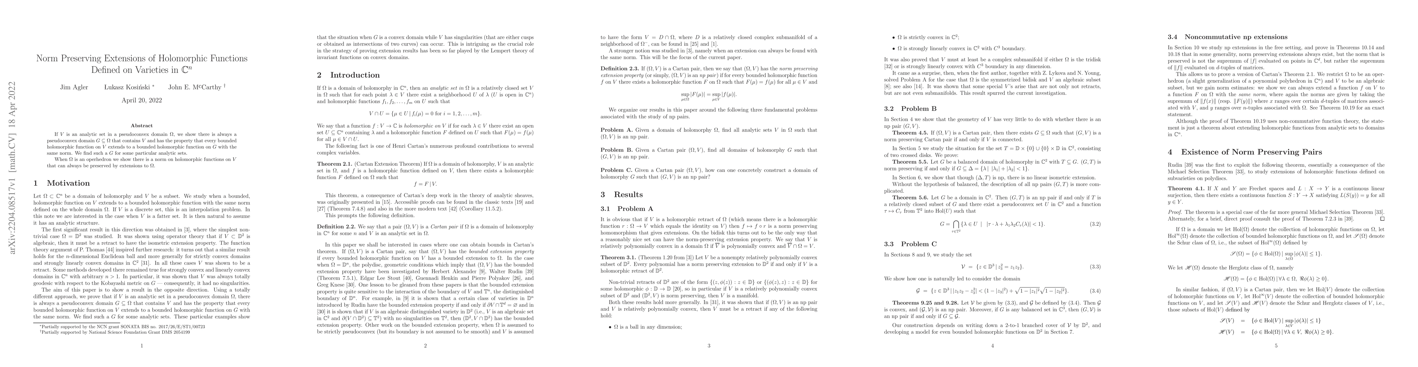 Thumbnail for Norm Preserving Extensions of Holomorphic Functions Defined on Varieties
  in ${\mathbb C}^n$
