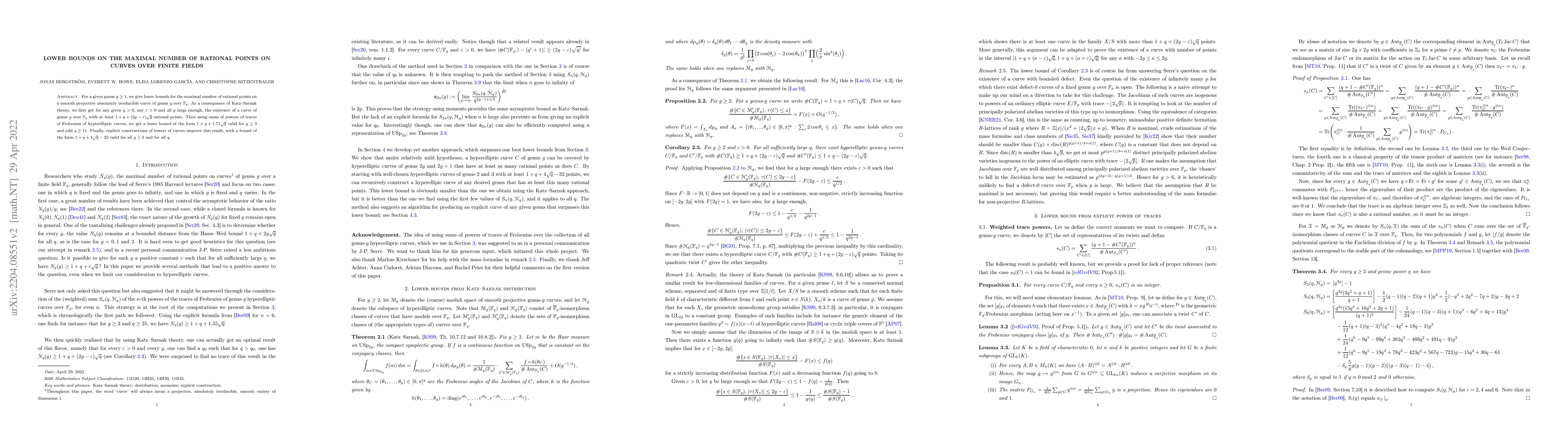 Thumbnail for Lower bounds on the maximal number of rational points on curves over
  finite fields