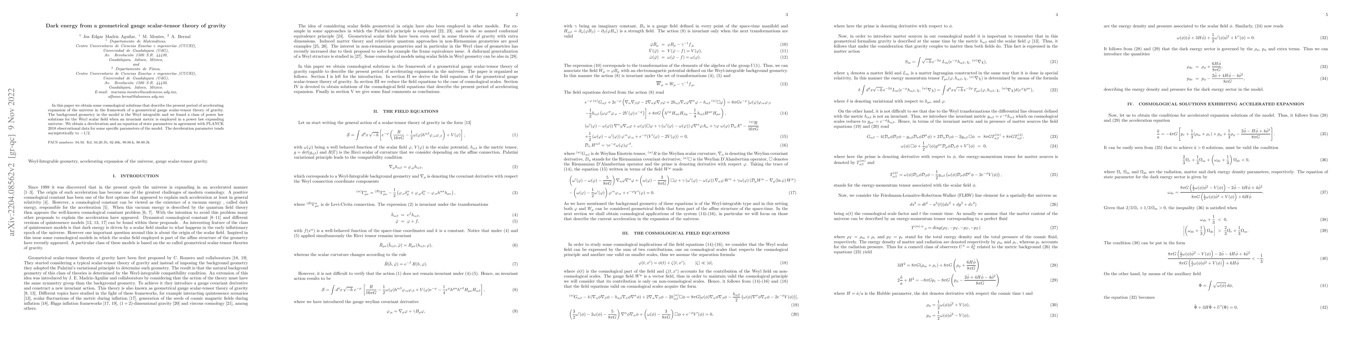 Thumbnail for Dark energy from a geometrical gauge scalar-tensor theory of gravity