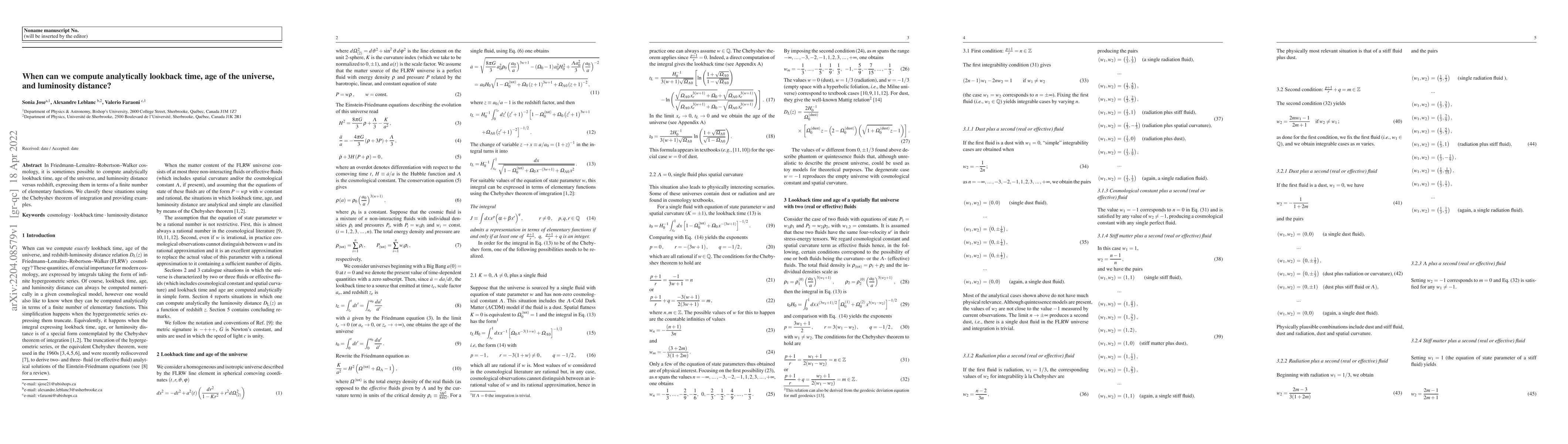 Thumbnail for When can we compute analytically lookback time, age of the universe, and
  luminosity distance?