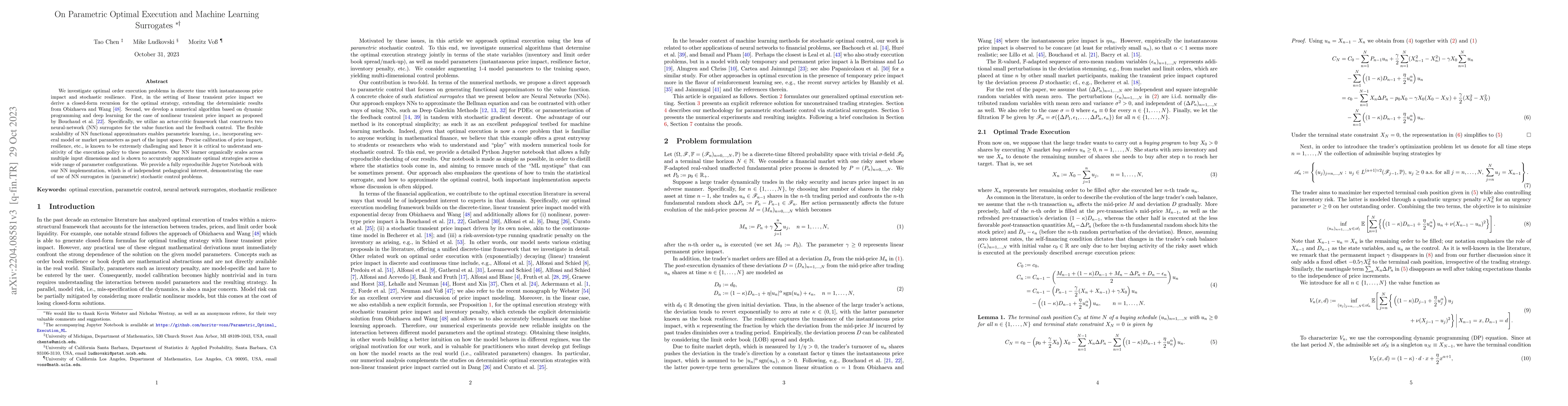 Thumbnail for On Parametric Optimal Execution and Machine Learning Surrogates