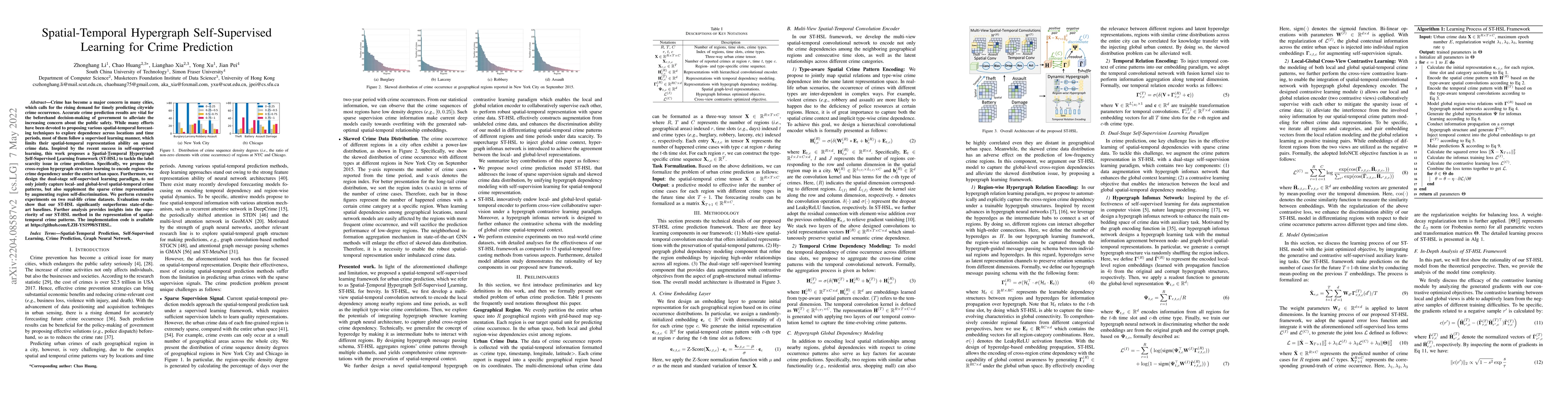 Thumbnail for Spatial-Temporal Hypergraph Self-Supervised Learning for Crime
  Prediction