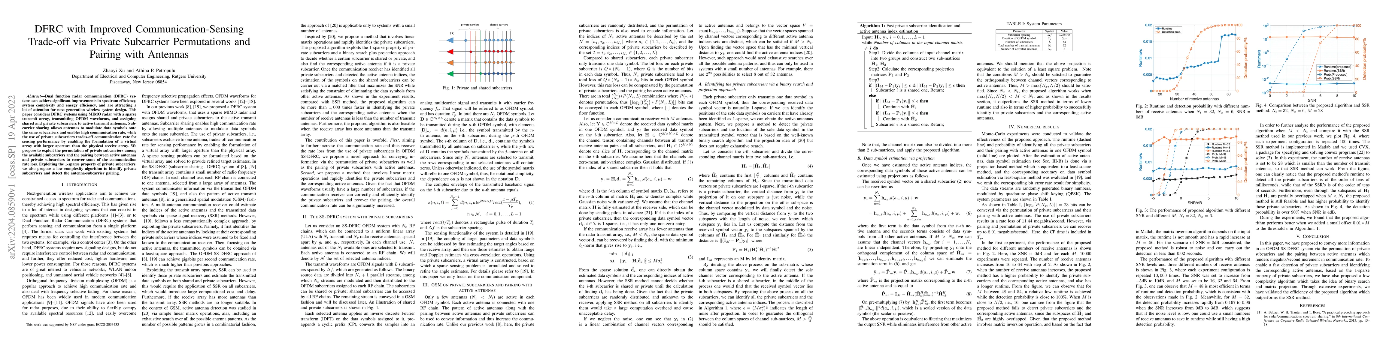 Thumbnail for DFRC with Improved Communication-Sensing Trade-off via Private
  Subcarrier Permutations and Pairing with Antennas