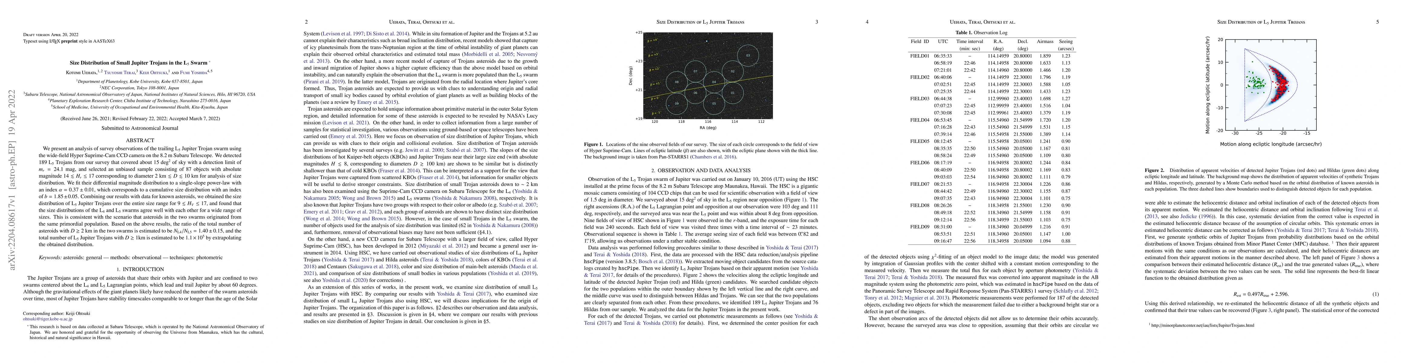Thumbnail for Size Distribution of Small Jupiter Trojans in the L5 Swarm