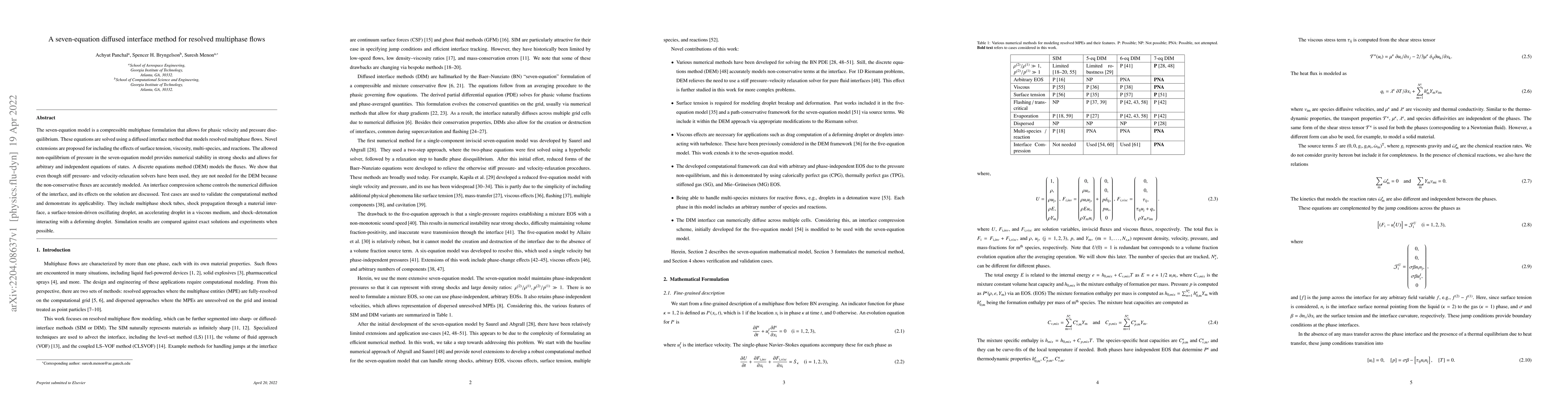 Thumbnail for A seven-equation diffused interface method for resolved multiphase flows