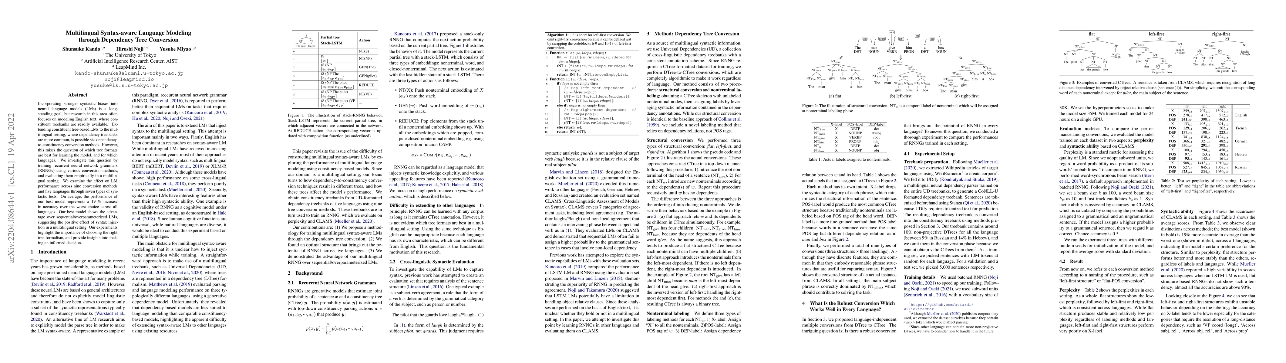 Thumbnail for Multilingual Syntax-aware Language Modeling through Dependency Tree
  Conversion