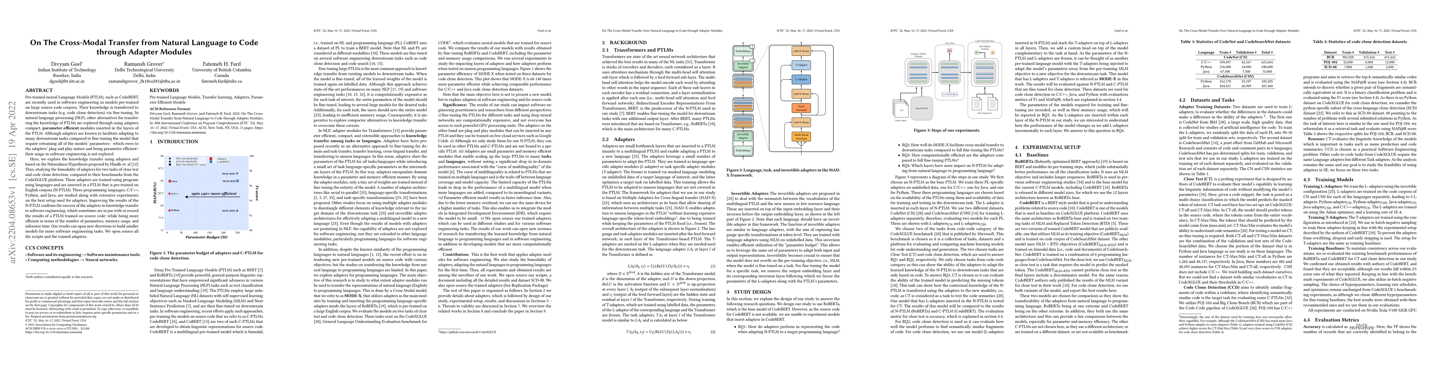 Thumbnail for On The Cross-Modal Transfer from Natural Language to Code through
  Adapter Modules