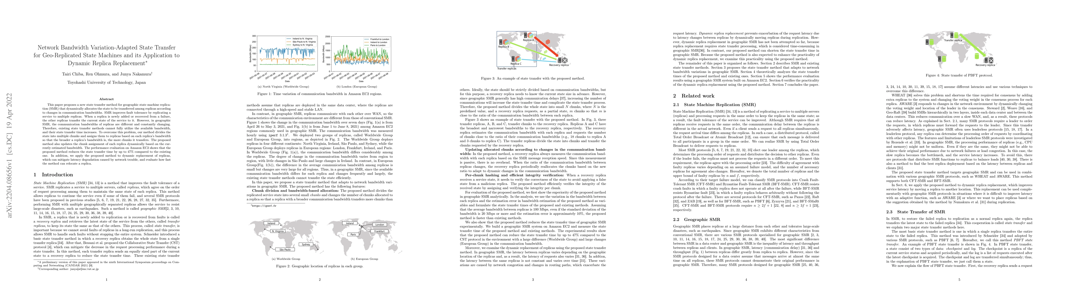 Thumbnail for Network Bandwidth Variation-Adapted State Transfer for Geo-Replicated
  State Machines and its Application to Dynamic Replica Replacement