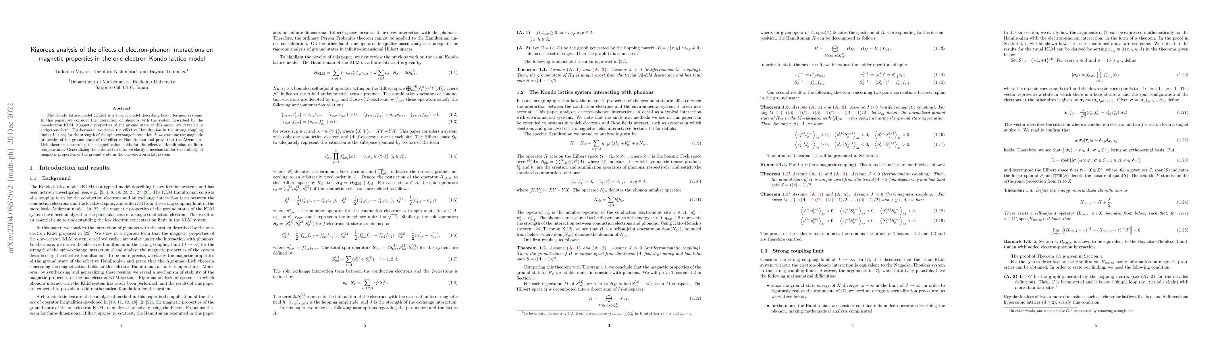 Thumbnail for Rigorous analysis of the effects of electron-phonon interactions on
  magnetic properties in the one-electron Kondo lattice model