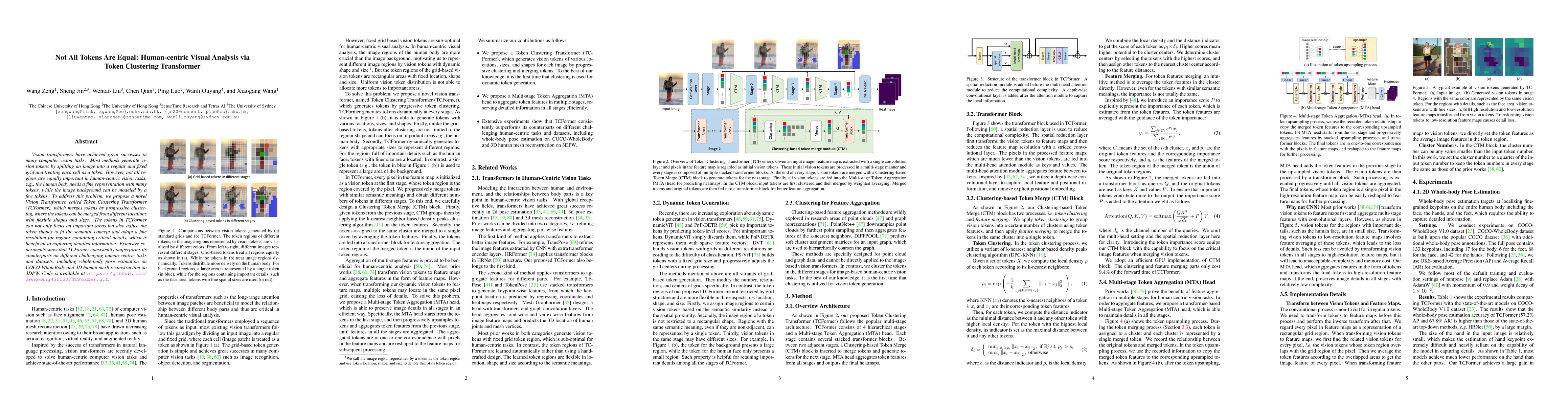 Thumbnail for Not All Tokens Are Equal: Human-centric Visual Analysis via Token
  Clustering Transformer