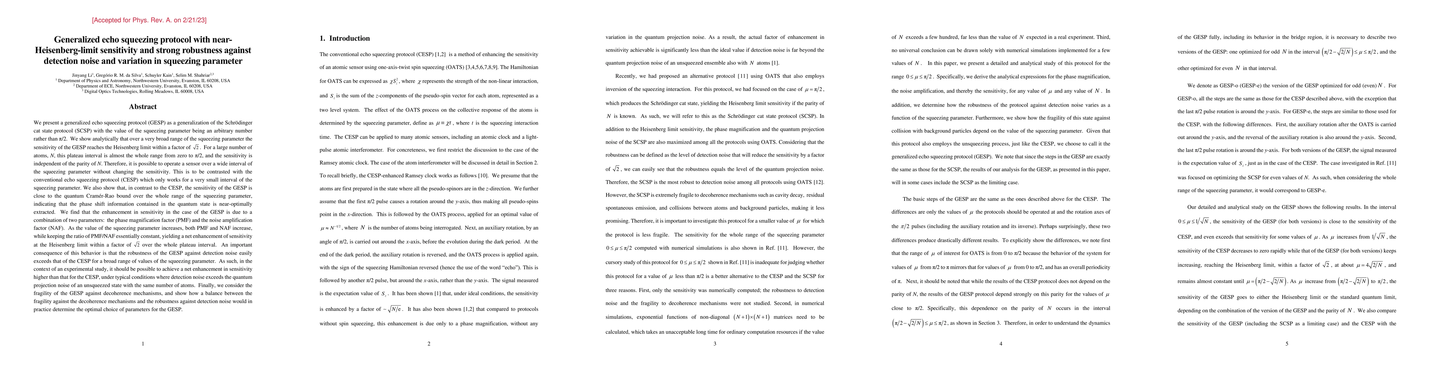 Thumbnail for A generalized echo squeezing protocol with near-Heisenberg limit
  sensitivity and strong robustness against excess noise and variation in
  squeezing parameter