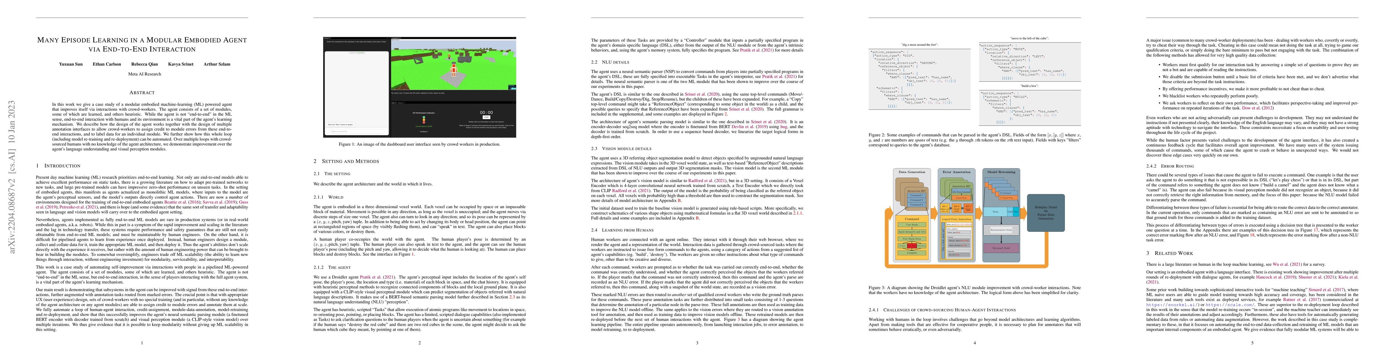 Thumbnail for Many Episode Learning in a Modular Embodied Agent via End-to-End
  Interaction