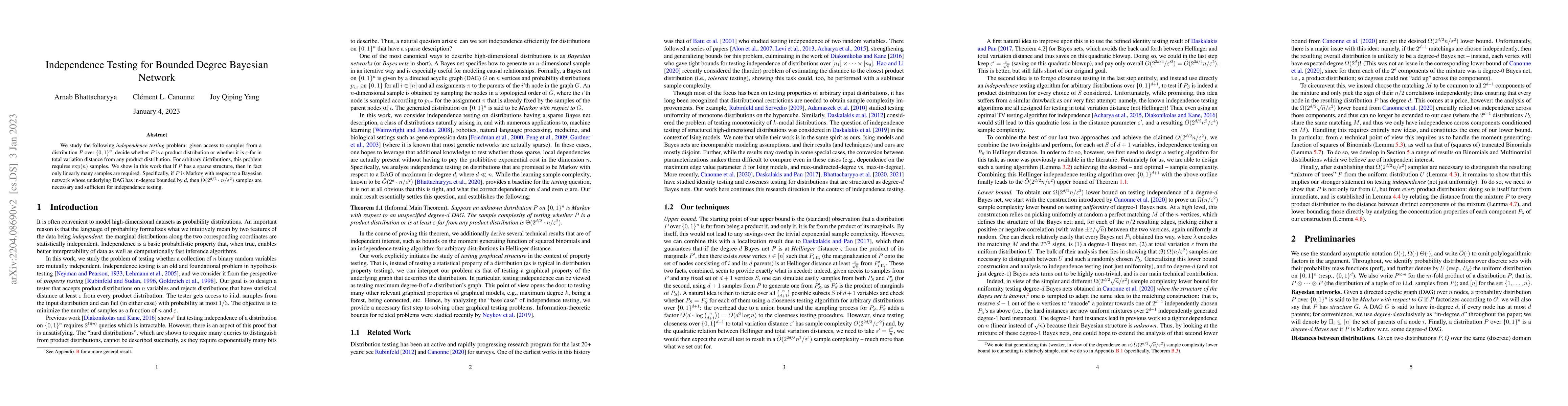 Thumbnail for Independence Testing for Bounded Degree Bayesian Network