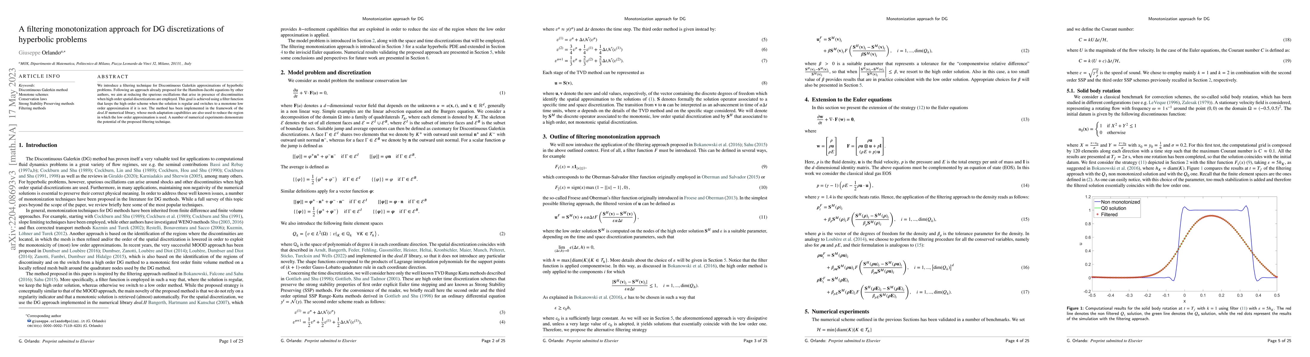 Thumbnail for A filtering monotonization approach for DG discretizations of hyperbolic
  problems