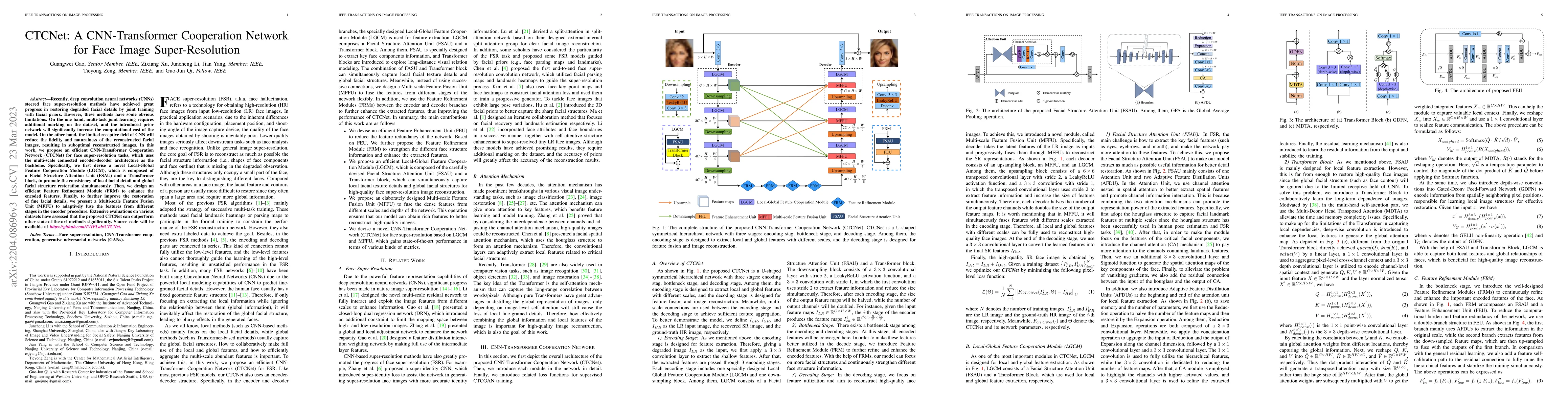 Thumbnail for CTCNet: A CNN-Transformer Cooperation Network for Face Image
  Super-Resolution