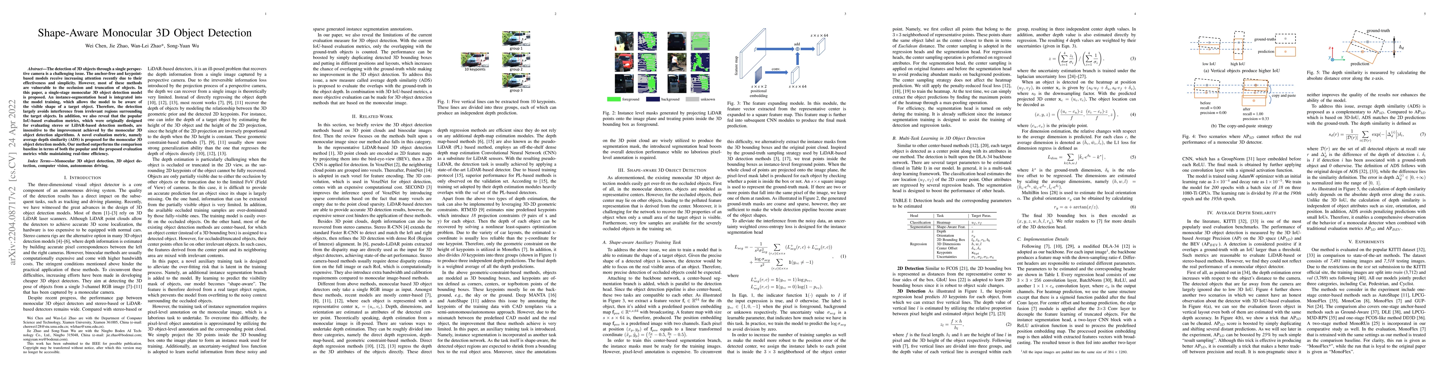 Thumbnail for Shape-Aware Monocular 3D Object Detection