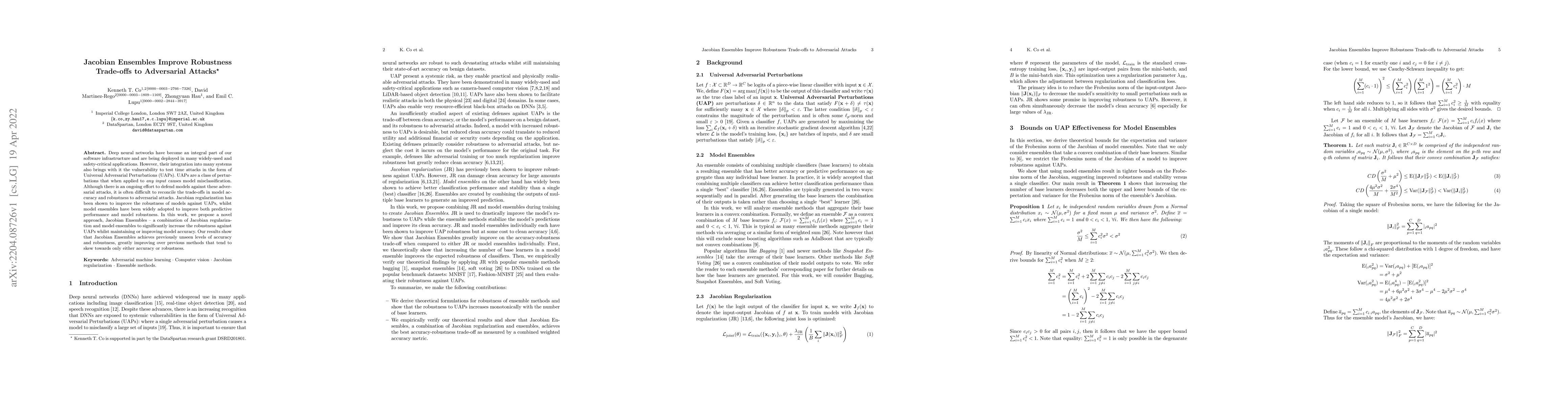 Thumbnail for Jacobian Ensembles Improve Robustness Trade-offs to Adversarial Attacks