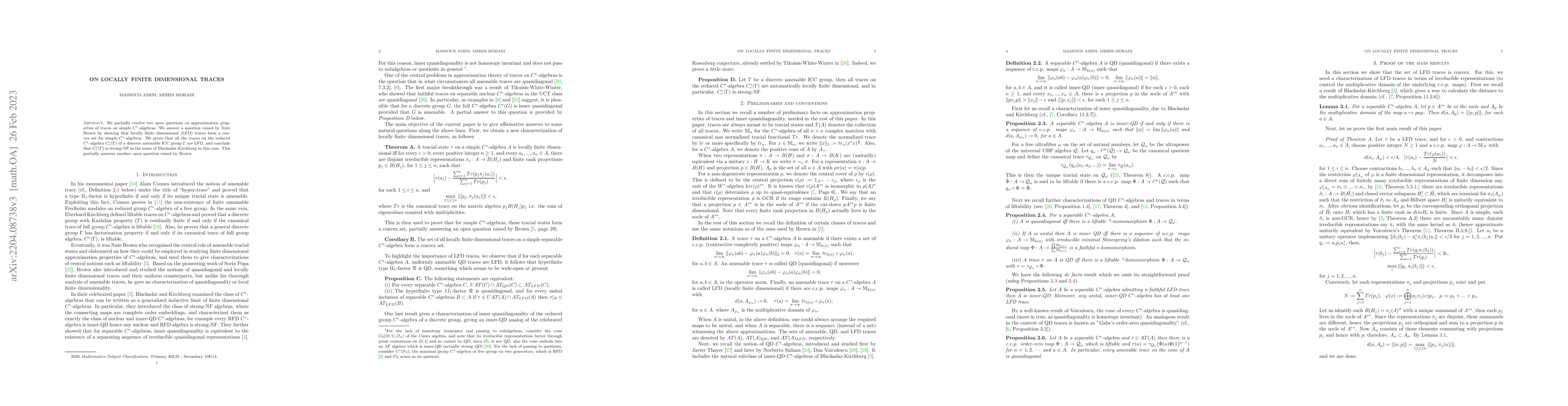 Thumbnail for On locally finite dimensional traces