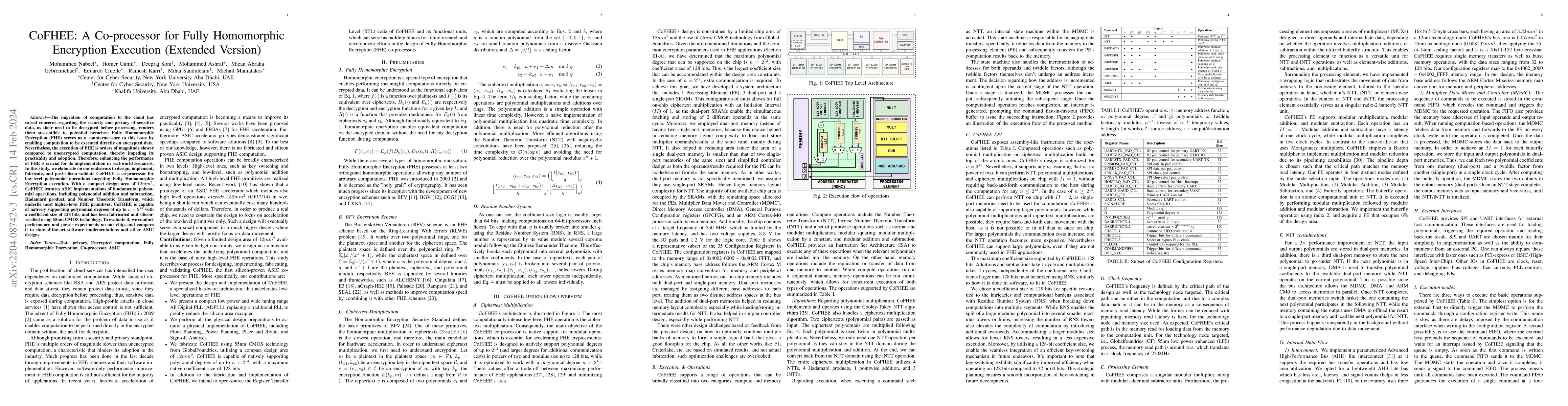 Thumbnail for CoFHEE: A Co-processor for Fully Homomorphic Encryption Execution
  (Extended Version)
