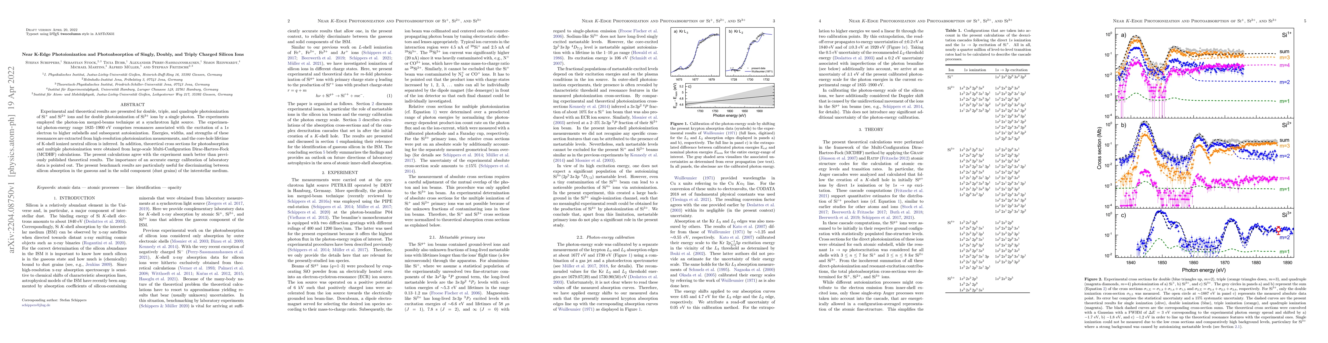 Thumbnail for Near K-Edge Photoionization and Photoabsorption of Singly, Doubly, and
  Triply Charged Silicon Ions