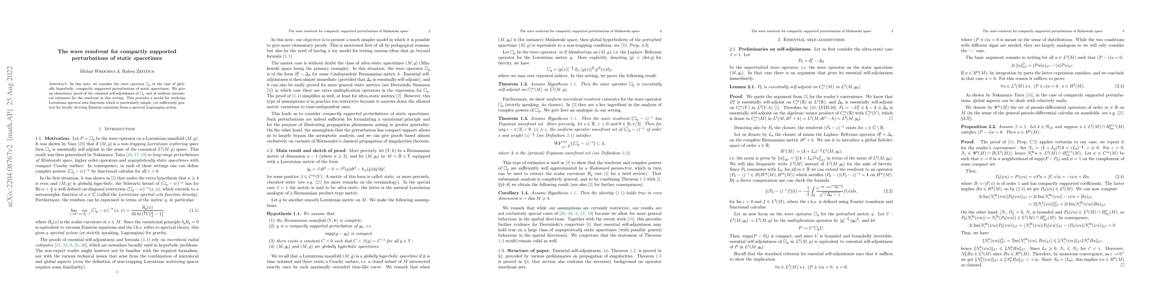 Thumbnail for The wave resolvent for compactly supported perturbations of static
  spacetimes