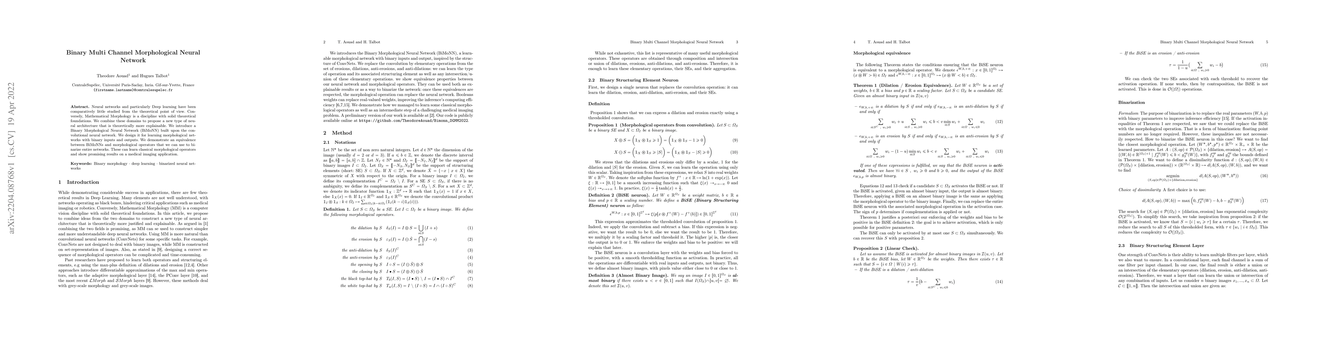 Thumbnail for Binary Multi Channel Morphological Neural Network