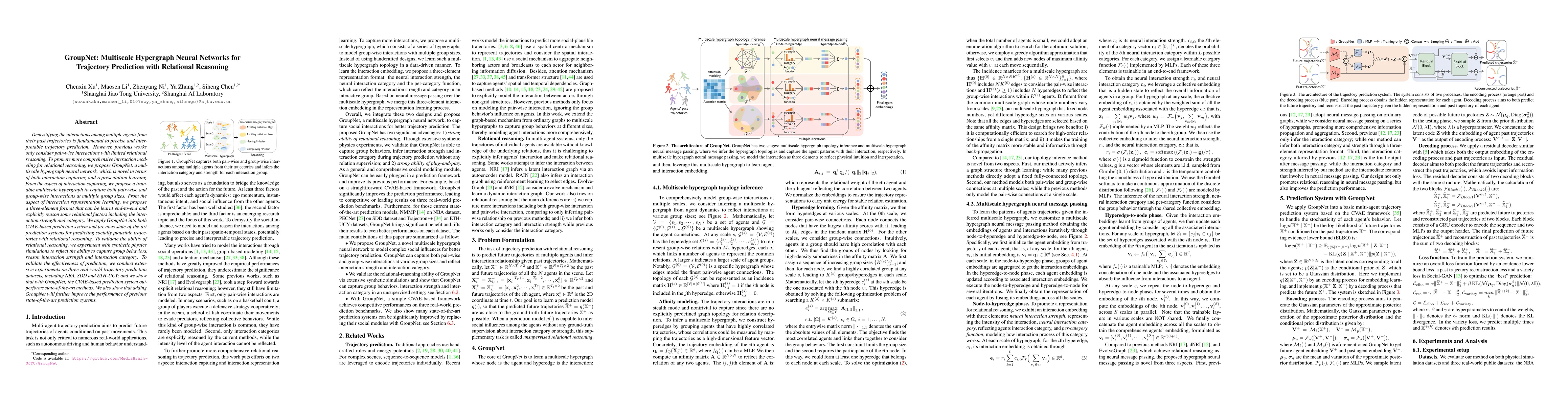 Thumbnail for GroupNet: Multiscale Hypergraph Neural Networks for Trajectory
  Prediction with Relational Reasoning