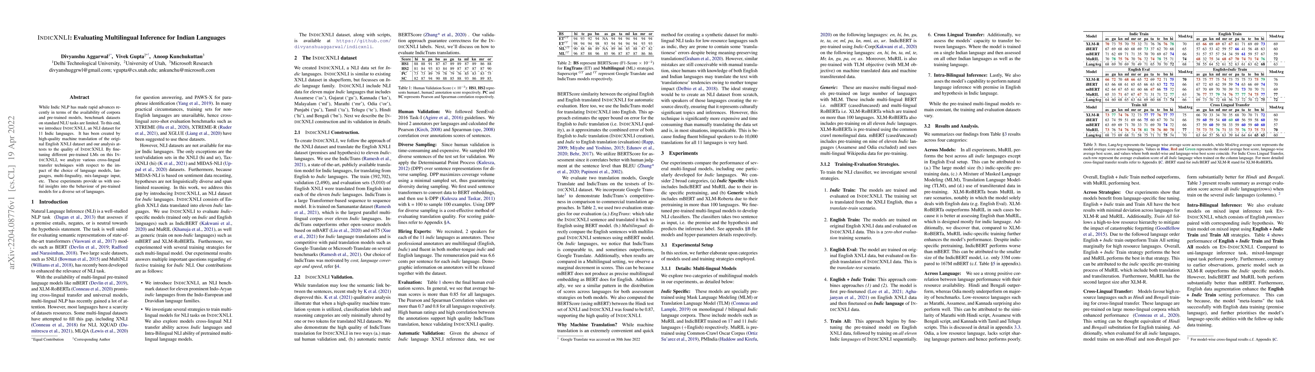 Thumbnail for IndicXNLI: Evaluating Multilingual Inference for Indian Languages