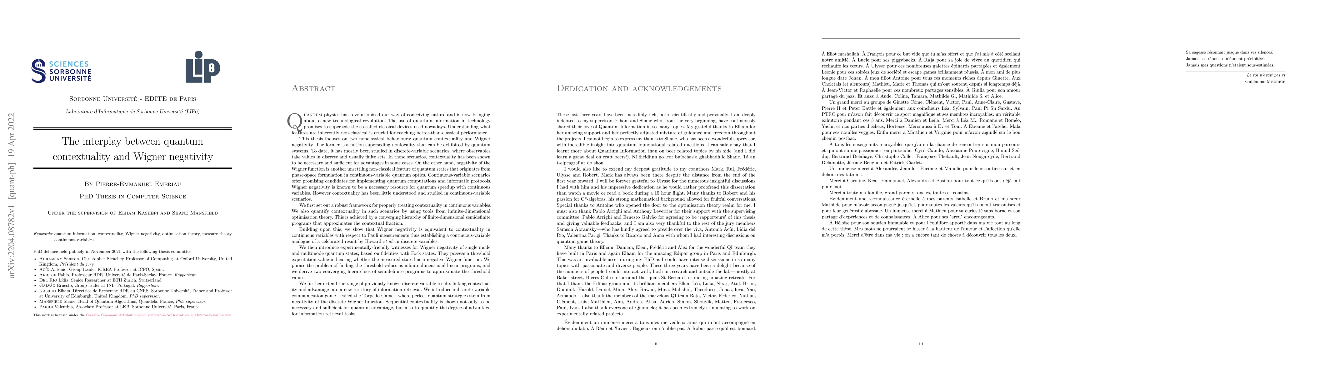 Thumbnail for The Interplay between Quantum Contextuality and Wigner Negativity