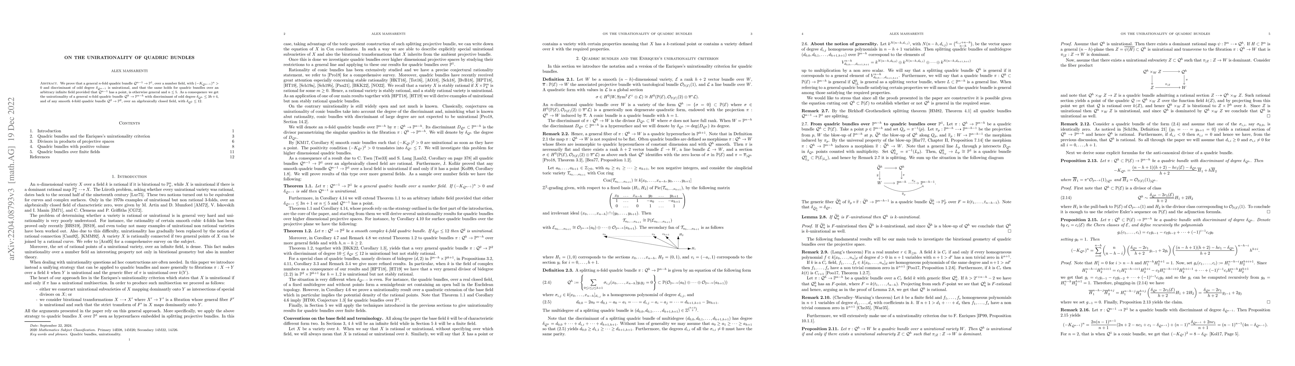Thumbnail for On the unirationality of quadric bundles