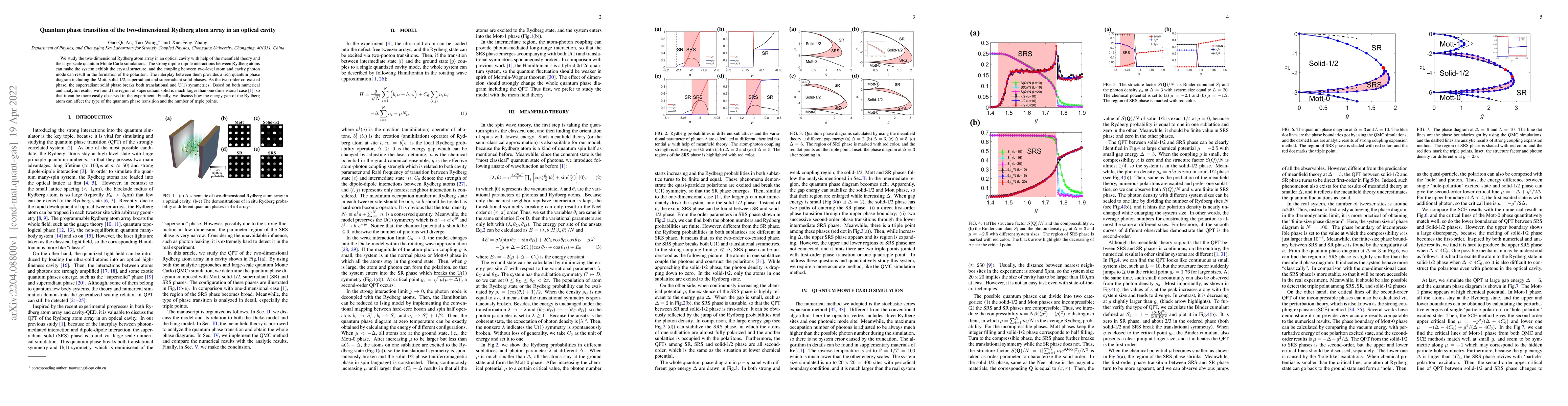 Thumbnail for Quantum phase transition of the two-dimensional Rydberg atom array in an
  optical cavity