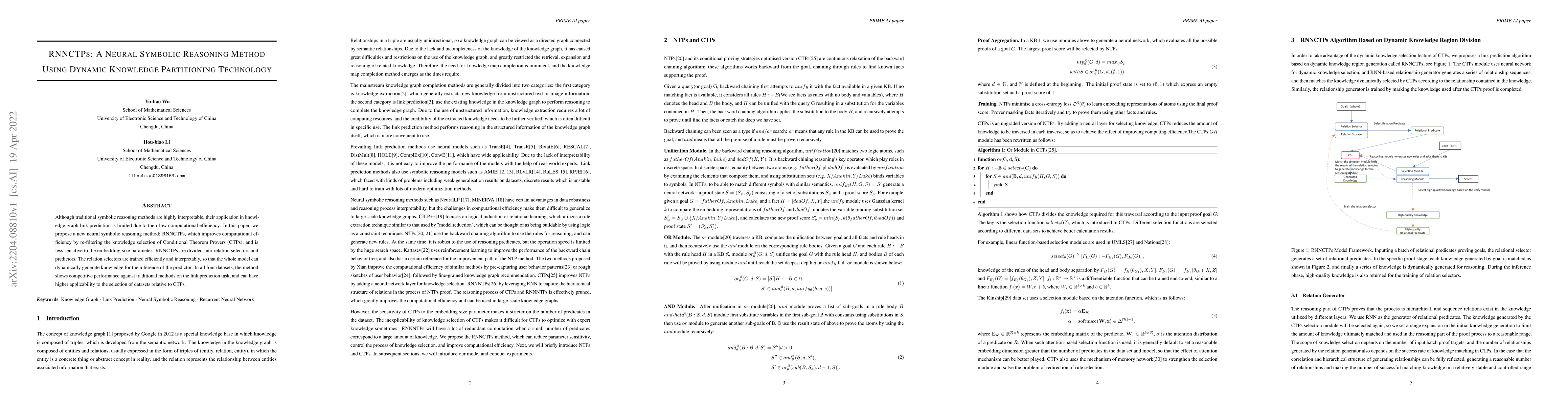Thumbnail for RNNCTPs: A Neural Symbolic Reasoning Method Using Dynamic Knowledge
  Partitioning Technology