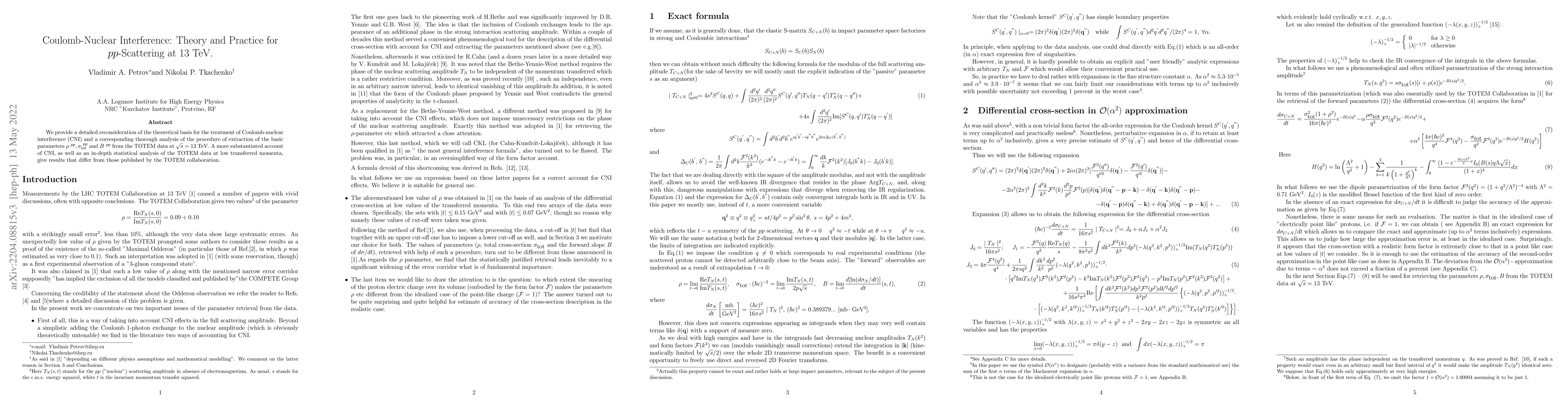Thumbnail for Coulomb-Nuclear Interference: Theory and Practice for pp-Scattering at
  13 TeV