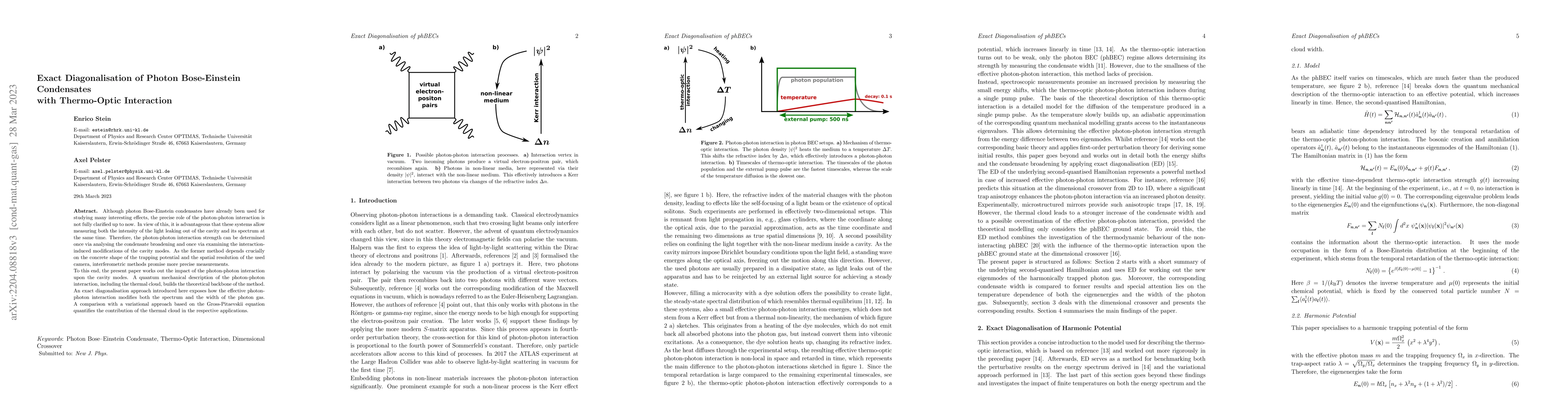 Thumbnail for Exact Diagonalisation of Photon Bose-Einstein Condensates with
  Thermo-Optic Interaction