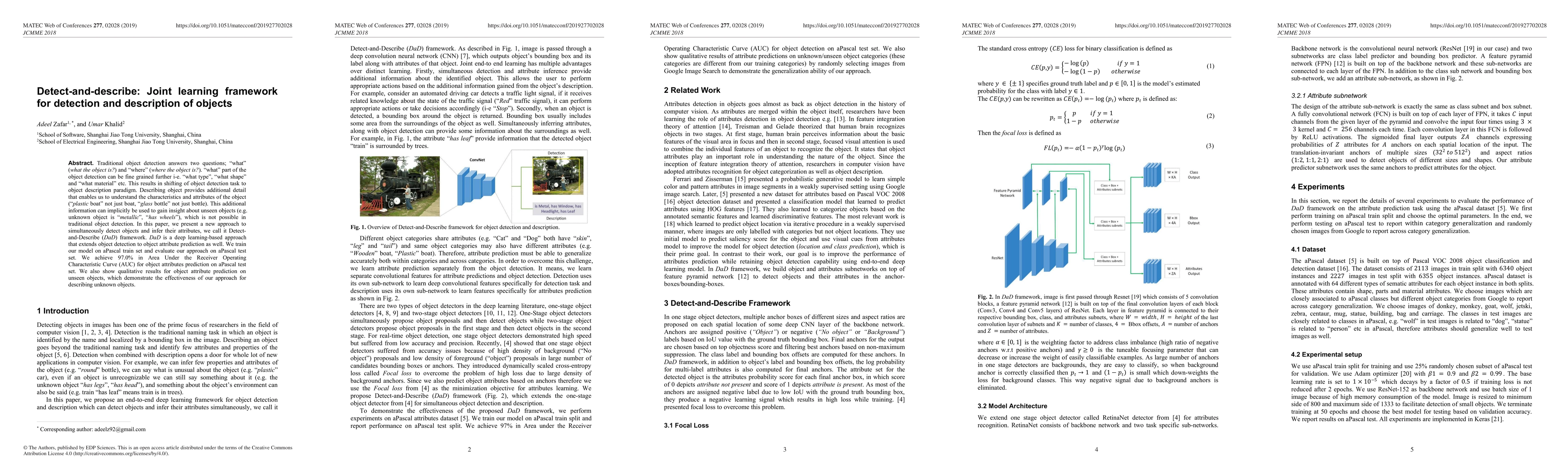 Thumbnail for Detect-and-describe: Joint learning framework for detection and
  description of objects