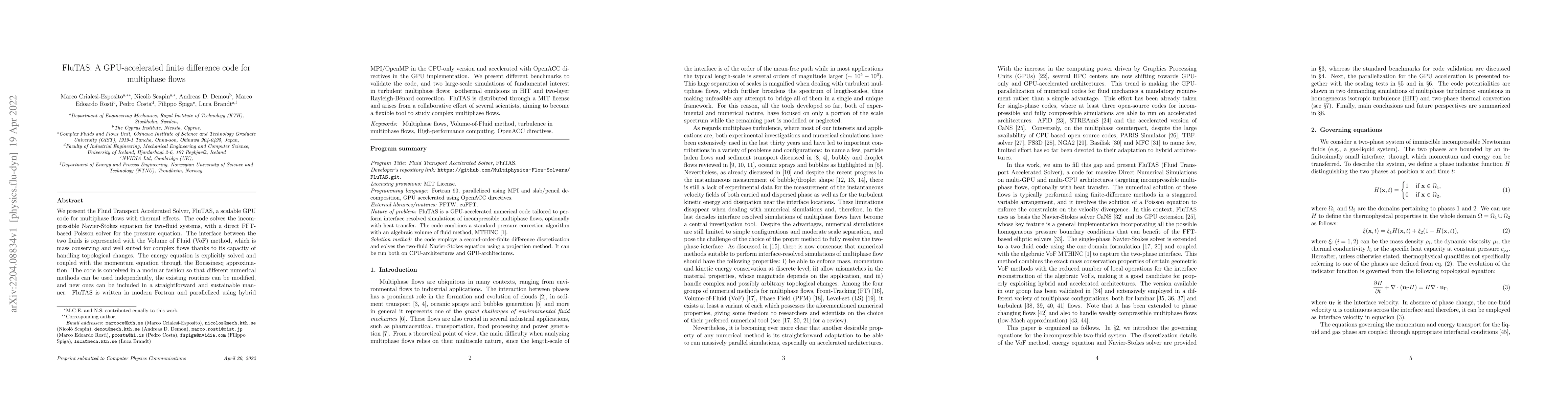 Thumbnail for FluTAS: A GPU-accelerated finite difference code for multiphase flows