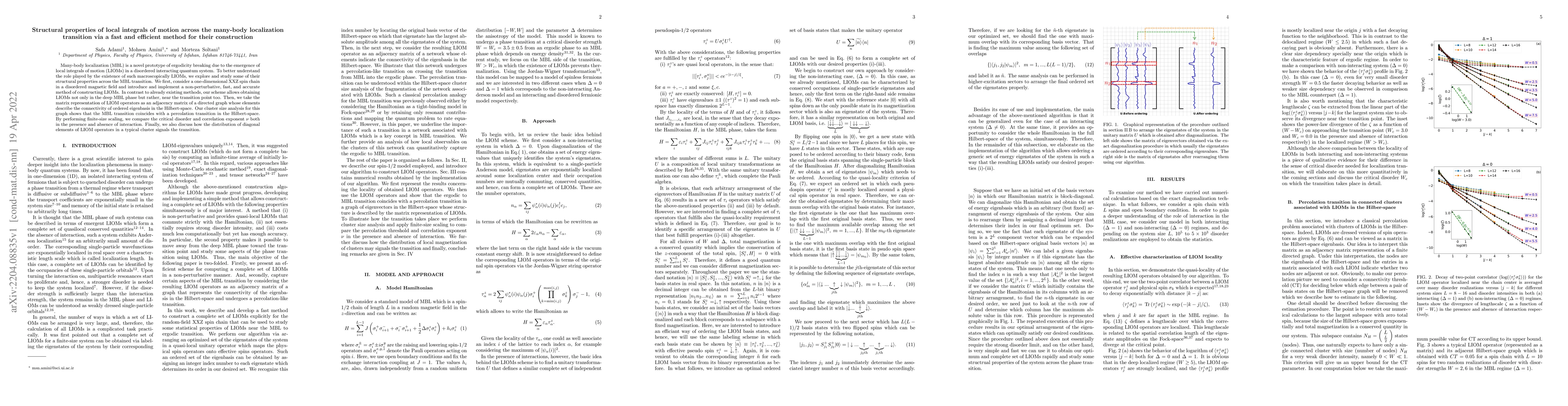 Thumbnail for Structural properties of local integrals of motion across the many-body
  localization transition via a fast and efficient method for their
  construction