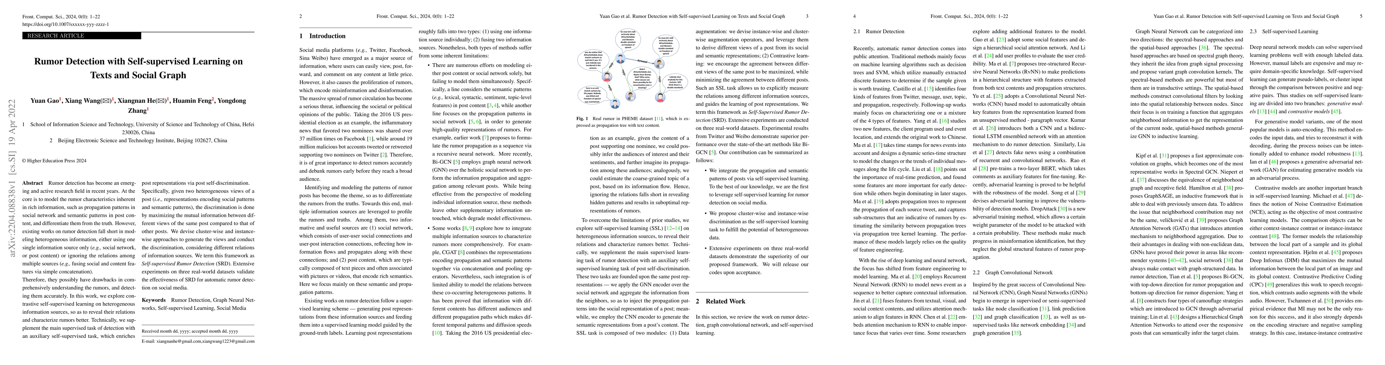 Thumbnail for Rumor Detection with Self-supervised Learning on Texts and Social Graph