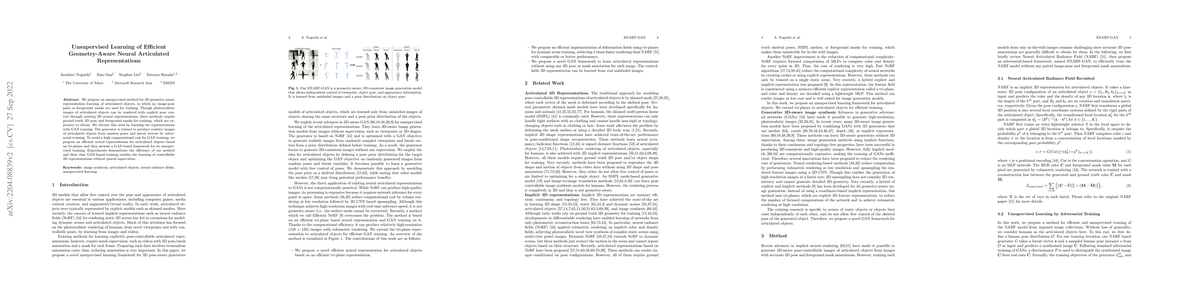 Thumbnail for Unsupervised Learning of Efficient Geometry-Aware Neural Articulated
  Representations