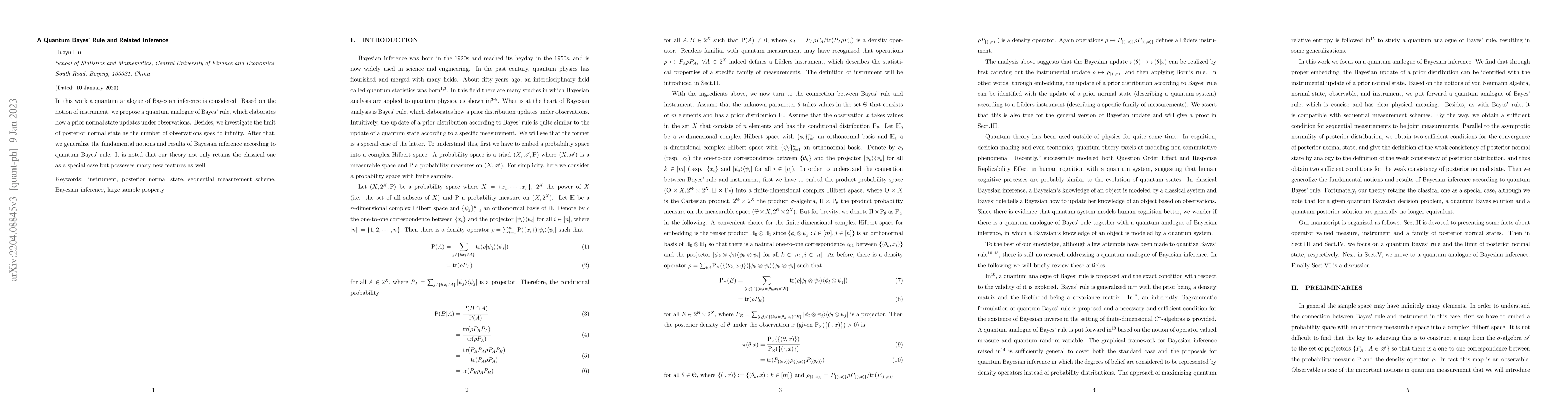 Thumbnail for A Quantum Bayes' Rule and Related Inference