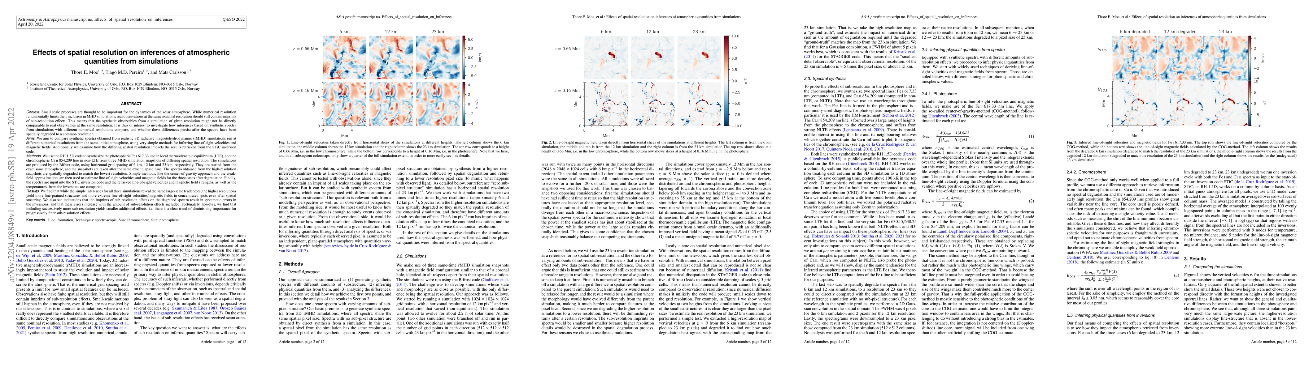 Thumbnail for Effects of spatial resolution on inferences of atmospheric quantities
  from simulations