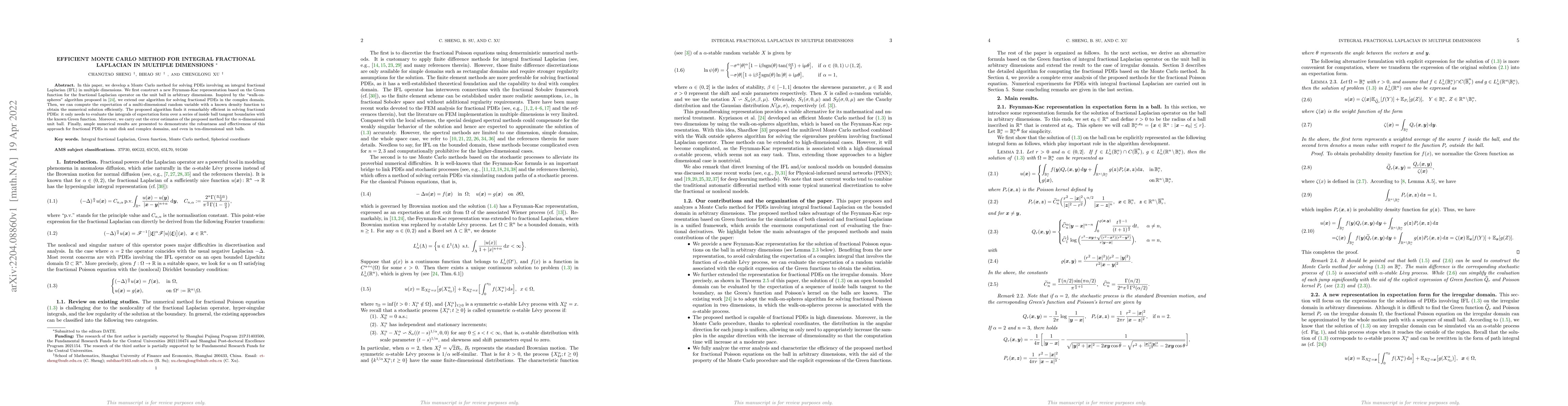 Thumbnail for Efficient Monte Carlo Method for Integral Fractional Laplacian in
  Multiple Dimensions
