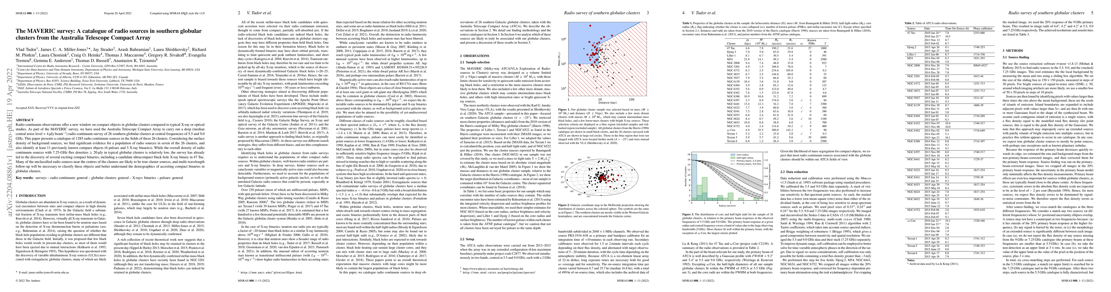 Thumbnail for The MAVERIC survey: A catalogue of radio sources in southern globular
  clusters from the Australia Telescope Compact Array
