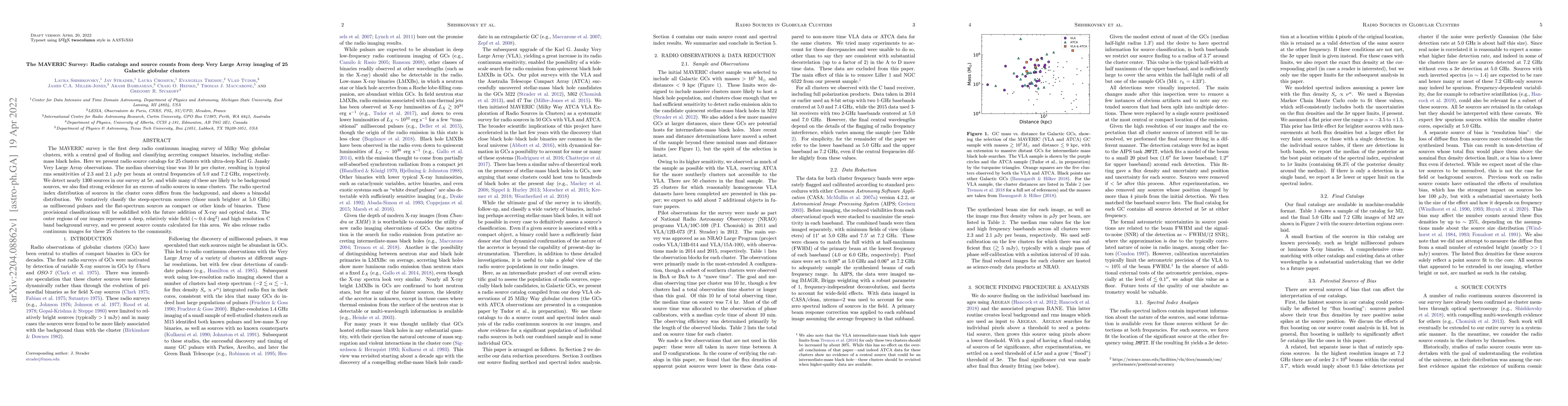 Thumbnail for The MAVERIC Survey: Radio catalogs and source counts from deep Very
  Large Array imaging of 25 Galactic globular clusters
