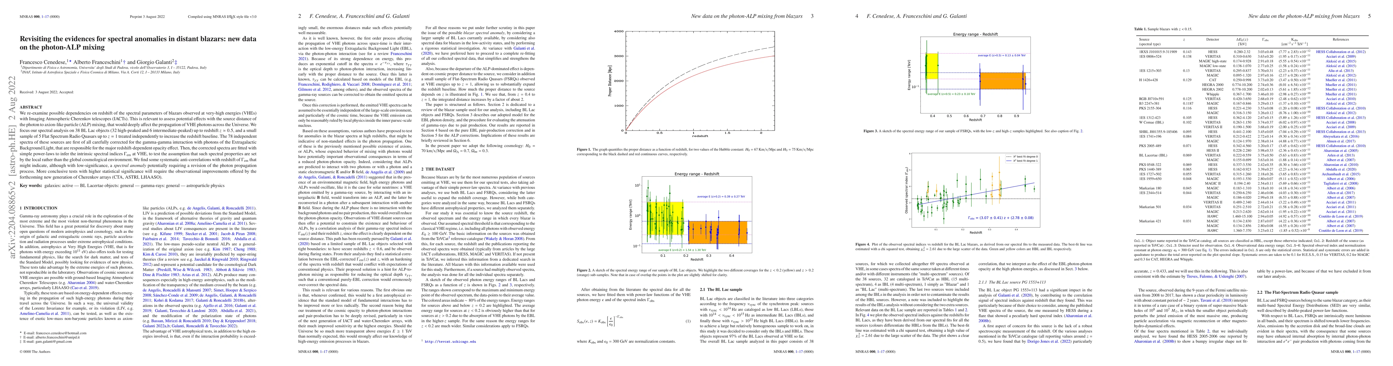 Thumbnail for Revisiting the evidences for spectral anomalies in distant blazars: new
  data on the photon-ALP mixing