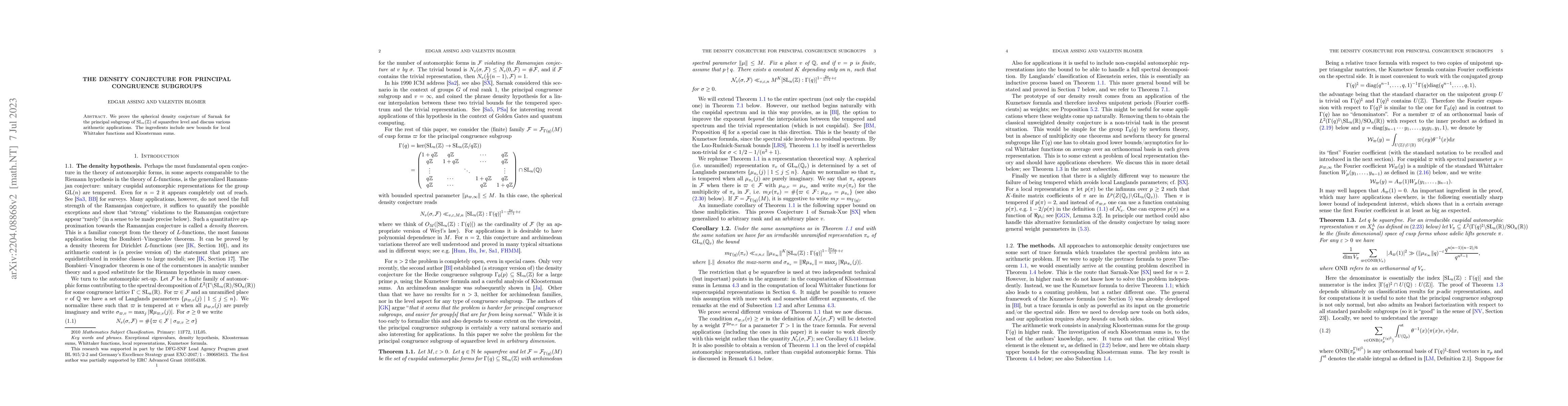 Thumbnail for The density conjecture for principal congruence subgroups